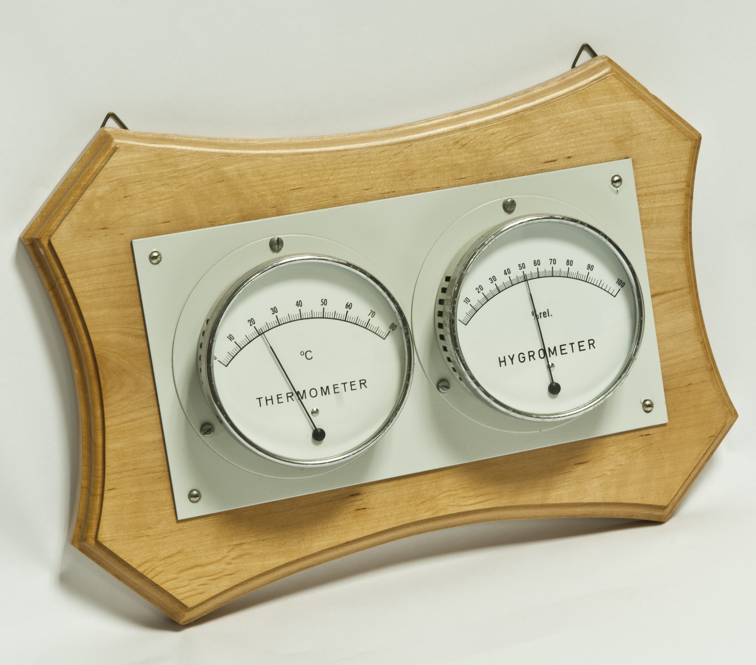 A combined thermometer and hygrometer for measuring temperature and humidity